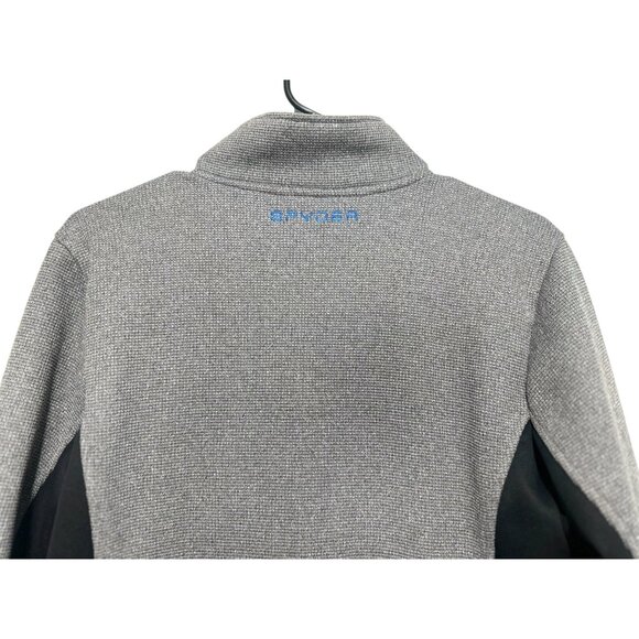 Spyder Raider Polar Tech Jacket Junior Mens XL 18-29 Gray Knit Thermal Outdoors - Picture 7 of 15